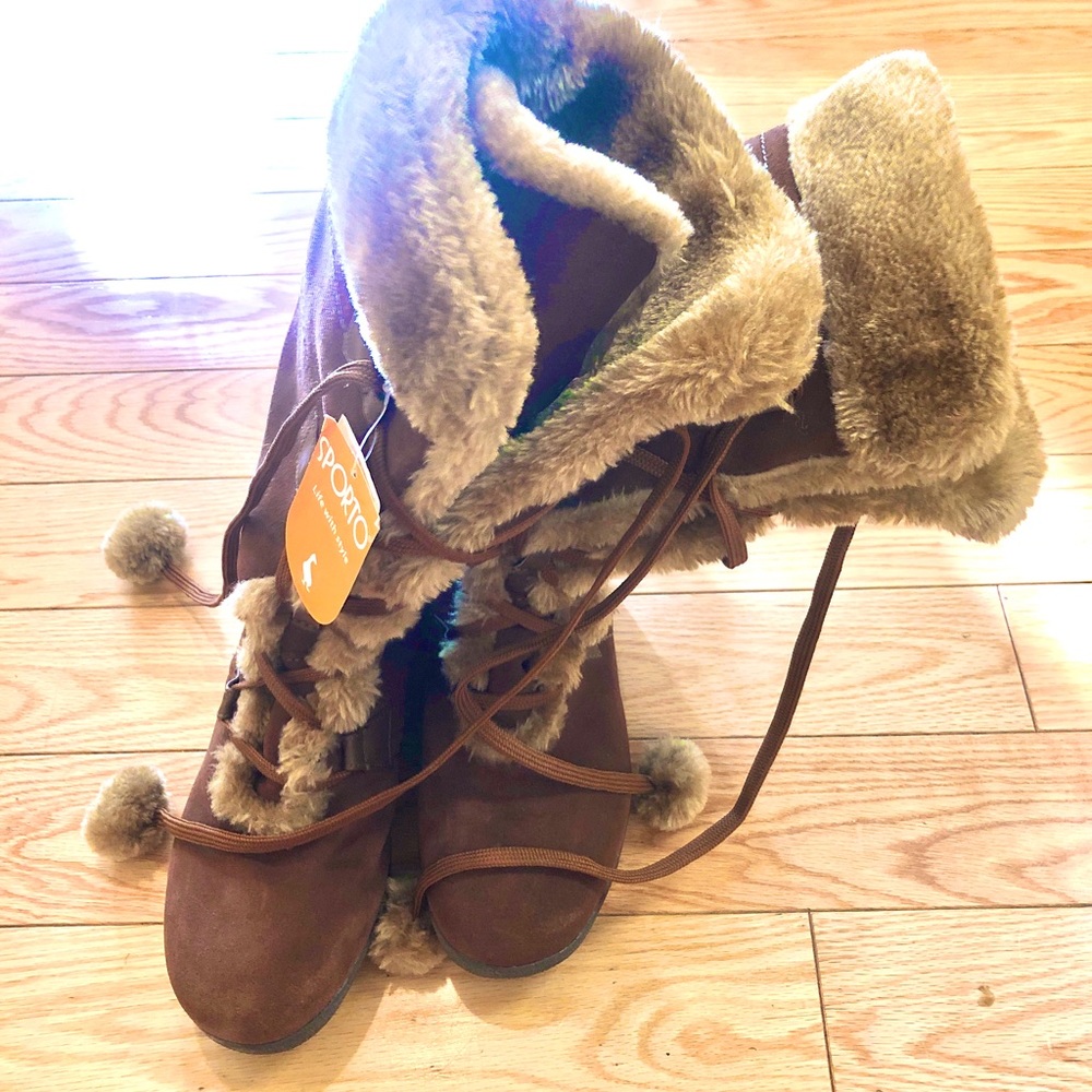 Sporto brown suede and faux fur fashion boots NWT waterproof